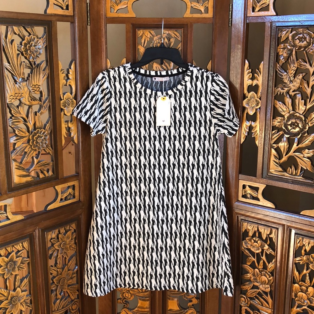 NWT Alcott Los Angeles Houndstooth A-Line Dress